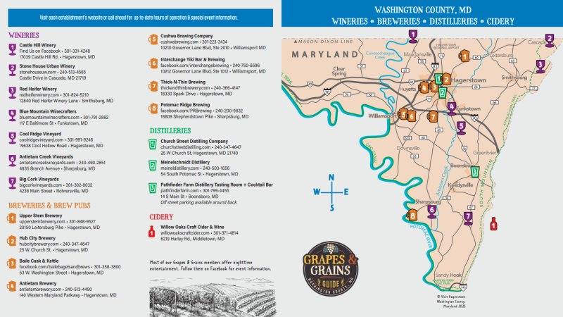 Wineries, Breweries, and Distilleries Hagerstown Drinks Locations